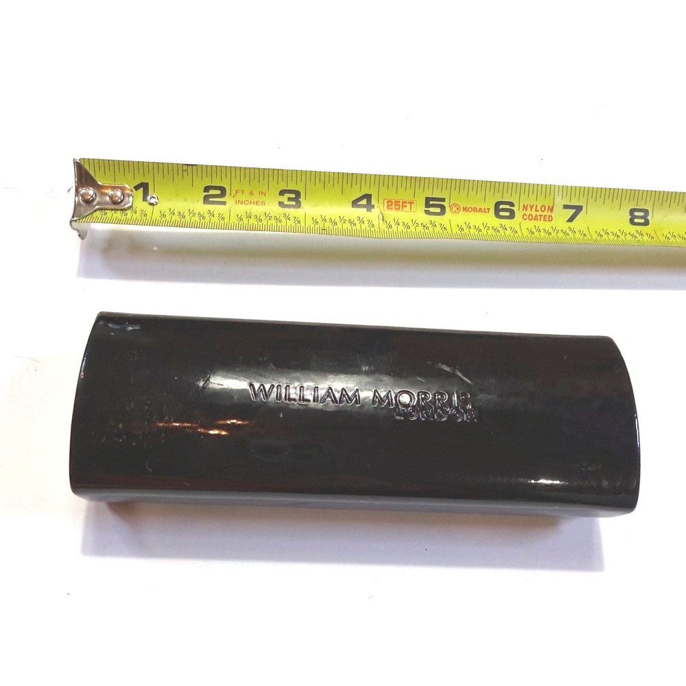 William Morris London Black Glossy Hard Shell Eyeglass Case Neon Green Lining